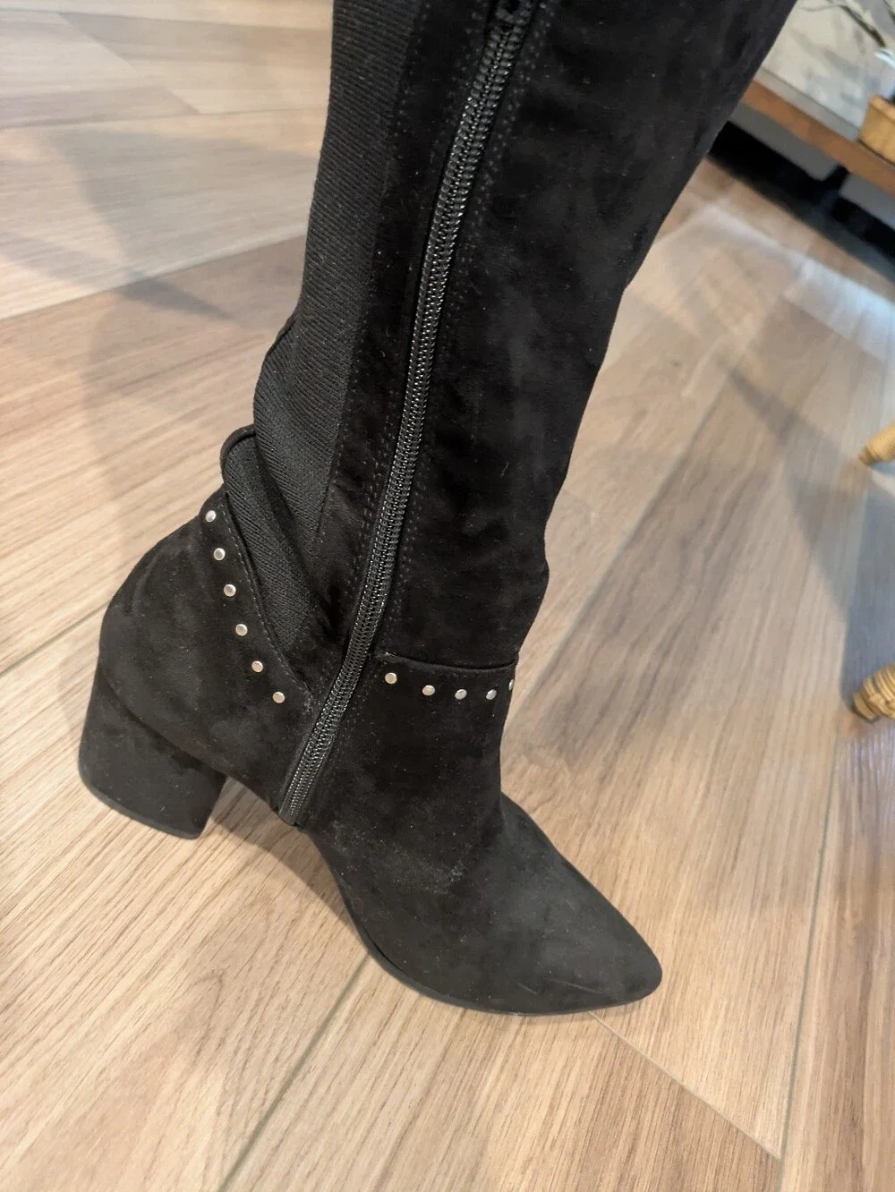 Over-the-Knee Studded Block Heel Boots - Picture 4 of 17